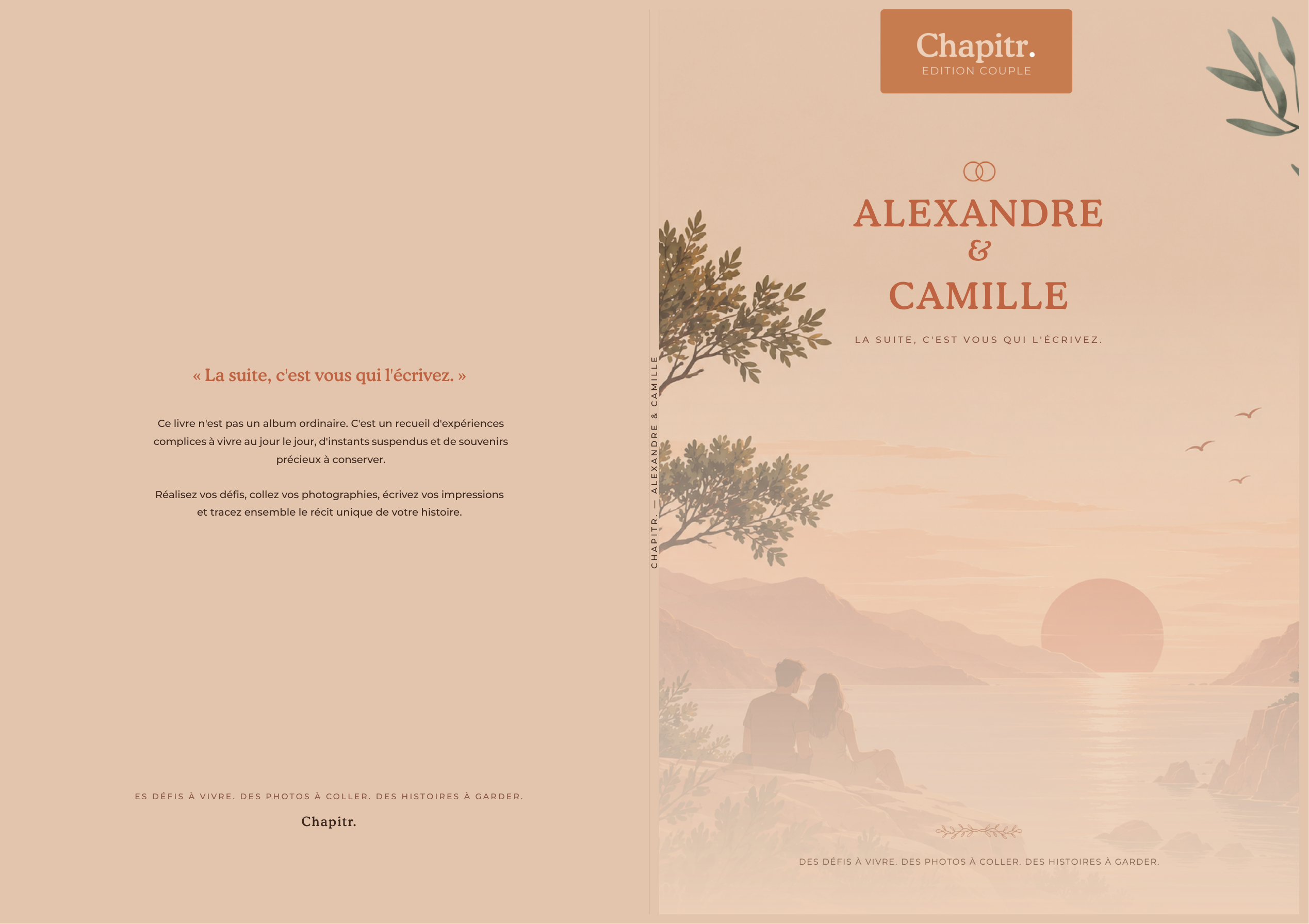 Couverture complète illustrée avec prénoms gravés